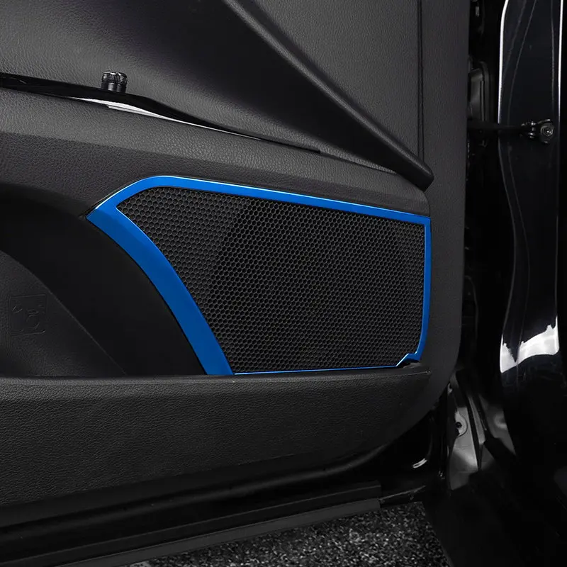 Нержавеющая сталь, 4 шт., внутренняя передняя дверь, аудио звук, стерео динамик, рамка, крышка, Наклейка для Toyota Camry, автомобильный стиль - Название цвета: Model 2 Blue