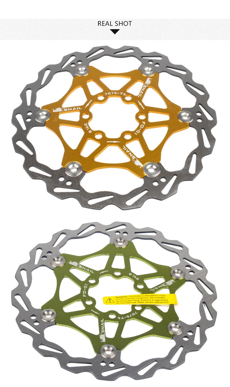 Улитка велосипед тормозной ротор диск плавающий ротор колодки MTB Гидравлический 160 180 203 мм 6 болтов горный велосипед DH CX Велоспорт