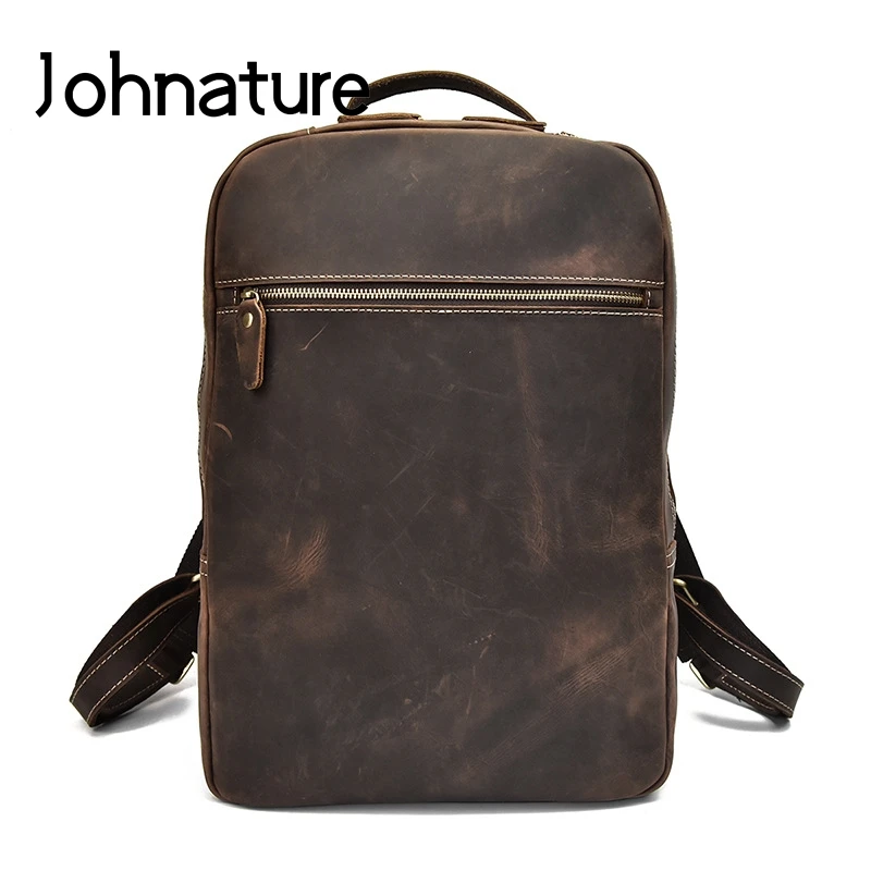 Best Price Мужской винтажный рюкзак Johnature, из натуральной кожи, водонепроницаемый, износостойкий, для отдыха, рюкзак для ноутбука, 2020 Best Price Мужской винтажный рюкзак Johnature, из натуральной кожи, водонепроницаемый, износостойкий, для отдыха, рюкзак для ноутбука, 2020