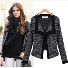 S XL New 2014 Europe and America women s knitting wool suit jacket fashion Lapel blazers