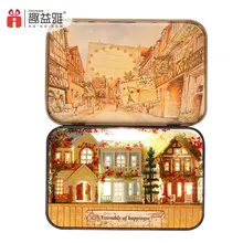 Кукольный домик ручной работы деревянные маленькие головоломки миниатюрный кукольный домик игрушечная мебель дом кукла на день рождения Подарочная коробка городок