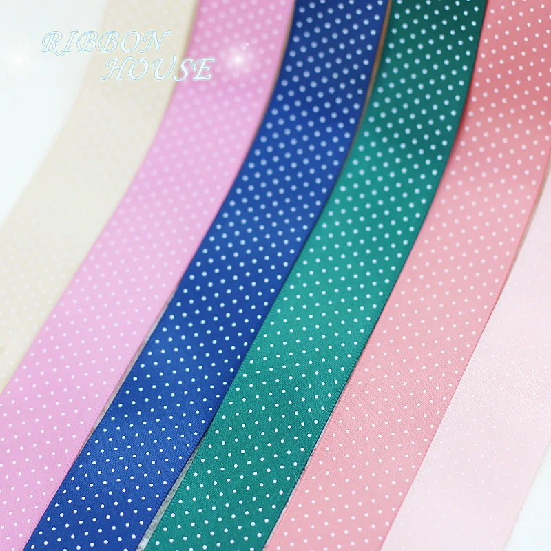 25 yards/lot Small Dots Printed Satin ribbon lovely series ribbons satin ribbons ribbon decoration ribbon supplies wrapping ribbon