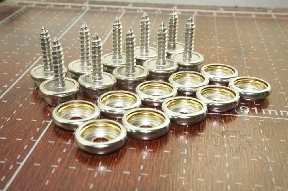 PRESS STUDS CAPS SOCKETS SCREW STUDS 15mm STAINLESS STEEL 316 x 20 Set