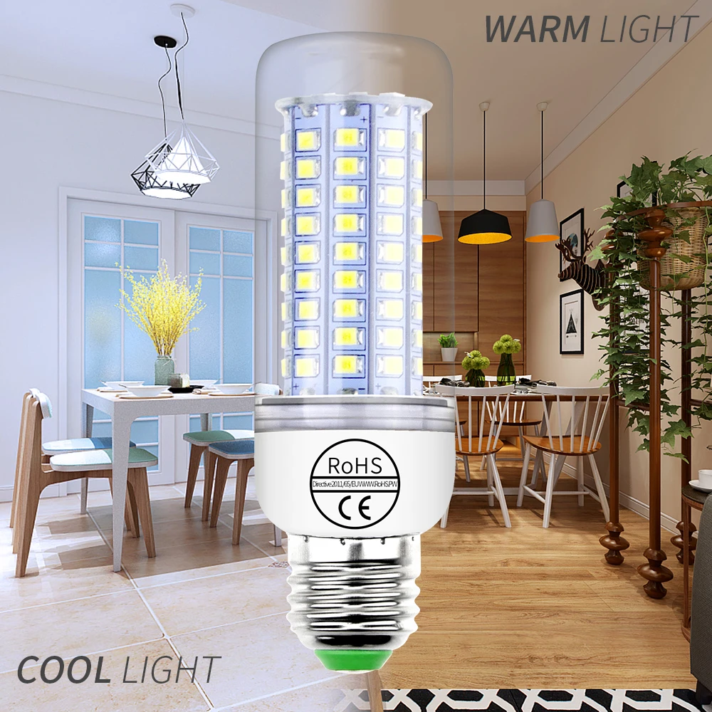 

E27 LED Lamp E14 LED Bulb 220V GU10 Lampada 5730 SMD 2835 Corn Bulb 30 36 48 56 69 89 102leds Candle LED Light For Home Lighting