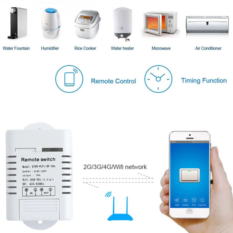 Водонагреватель WiFi Smart Switch 1 банда 110 В 220 в беспроводной приемник работает с Alexa