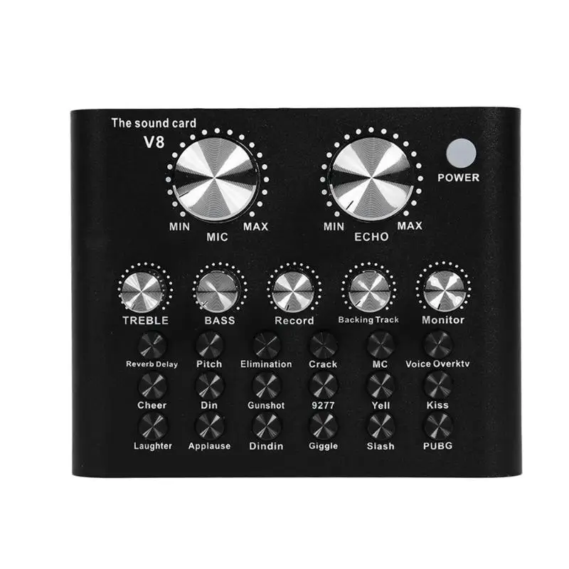 

V8 Studio Audio Mixer Microphone Webcast Entertainment Streamer Live Sound Card