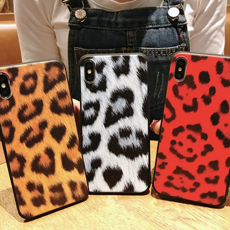 

Leopard Print case For iPhone 7 7p 8/8plus X XS XR xs max Female style Mobile phone bags Precise hole position soft case