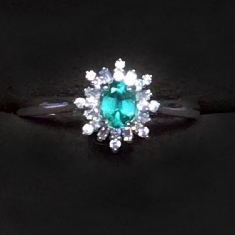 

Natural Emerald Ring 925 Sterling Silver Gemstone Jewelry Women Fine Jewelry Green Charm ring Mariques horse eye