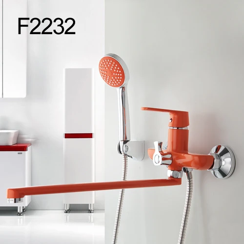 Frap 1 Набор 350 мм выпускная труба для ванны, смеситель для душа, латунная поверхность тела, спрей, живопись, зеленая душевая головка F2231 F2232 F2233 - Цвет: F2232 orange