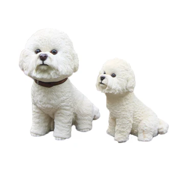 

Large Cute Resin Bichon Frise Dog Home Decor Hand Carved Statue