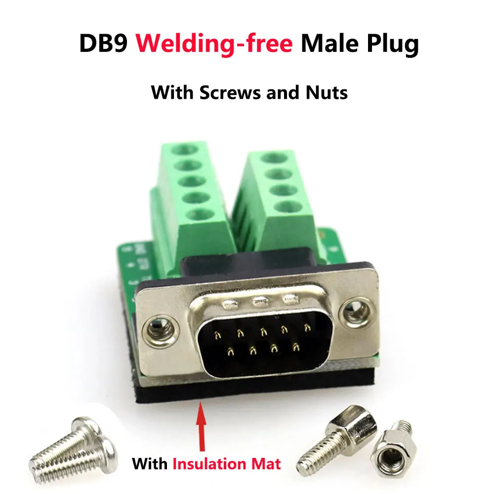 

DB9 Welding-free Male Plug RS232 9 Pin Serial Port Connector RS485 RS422 Interface Socket D-SUB9 Adapters