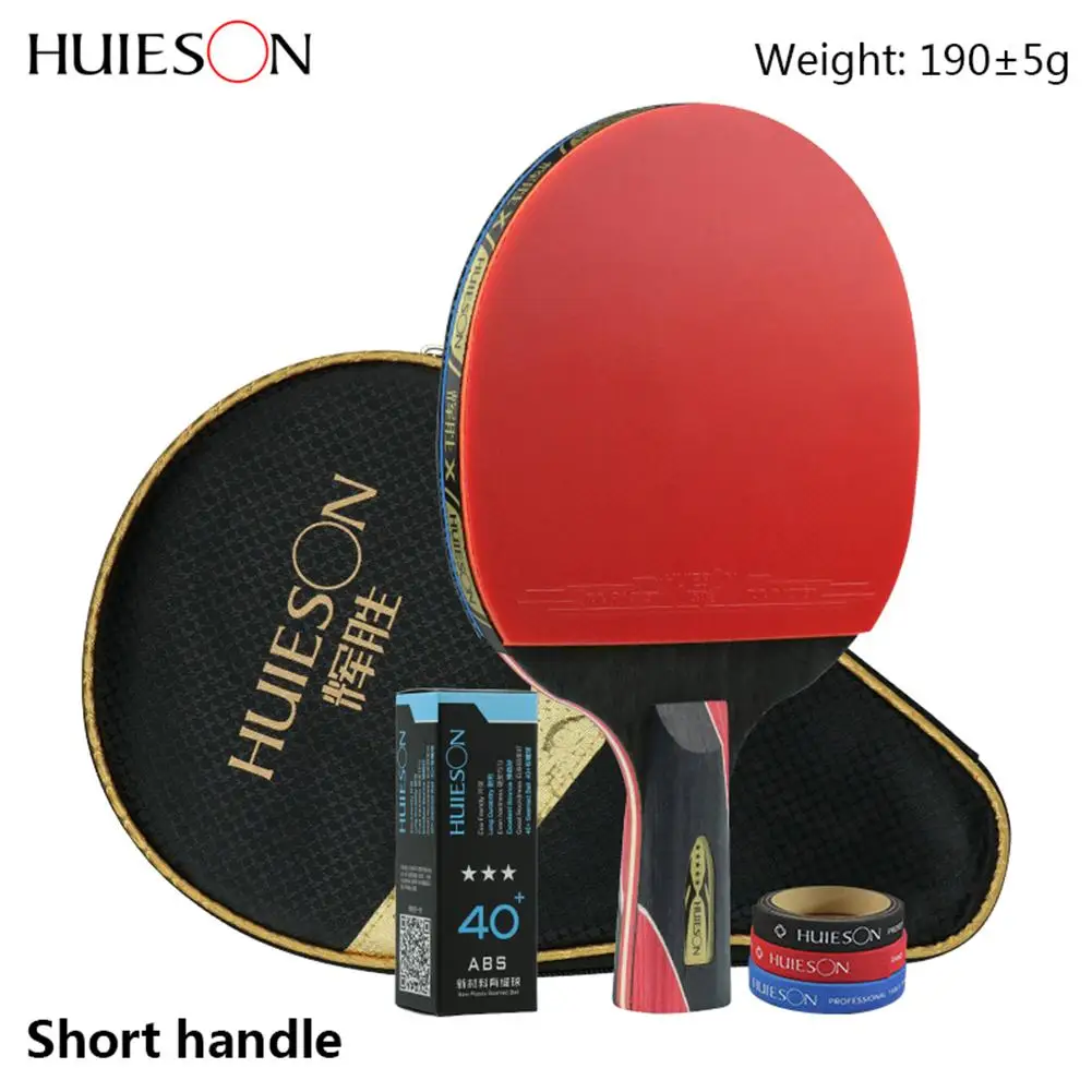 Huieson 5 ستار مضرب تنس طاولة ألياف الكربون مجموعة مزدوجة البثور في المطاط بينغ بونغ مضارب