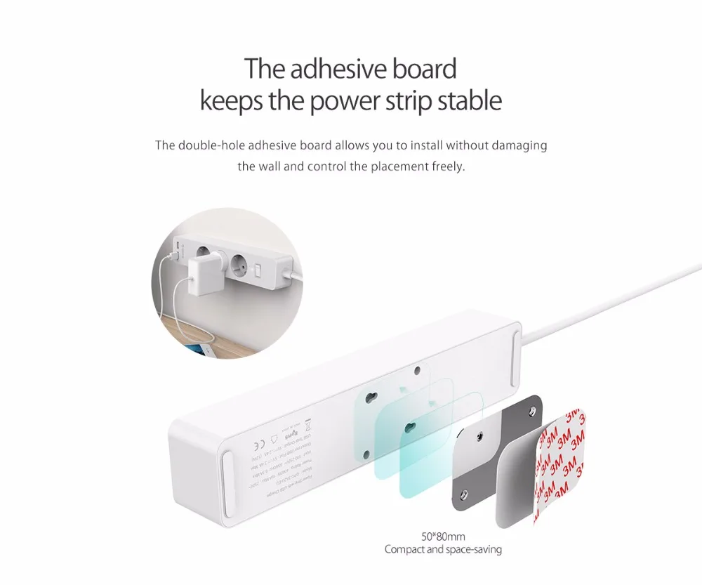 ORICO USB Smart Мощность розеток 4000 w с клеем доска разъем 2 AC 5AC точек Зарядка через usb