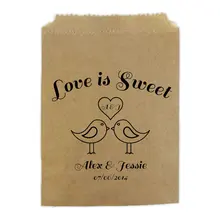 На заказ целующиеся птички Свадебные попкорн конфеты буфет леденцы сумки помолвка свадебный душ пекарня печенья десерты подарочные пакеты