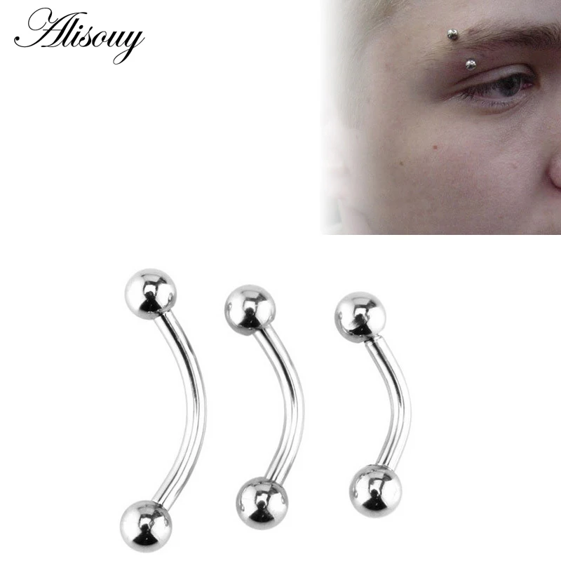Stainless Steel Curved Eyebrow Nose Lip Earrings Nipple Piercings Punk Unisex Body Piercing 2Pcs