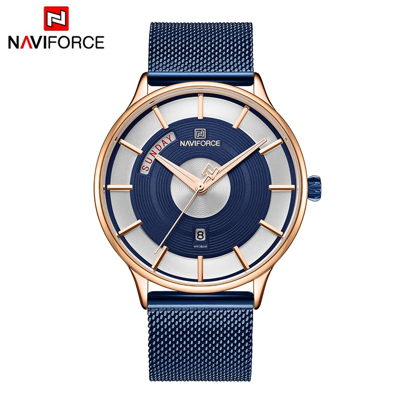 Новые мужские часы NAVIFORCE, мужские часы, Топ бренд, Роскошные Кварцевые часы, мужские спортивные наручные часы со стальным сетчатым ремешком, мужские часы - Цвет: RGBE