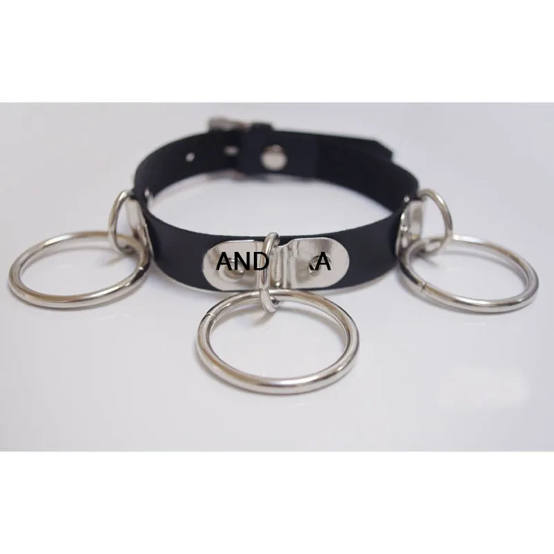 Ожерелье чокер из натуральной кожи с круглым металлическим кольцом|choker red|choker