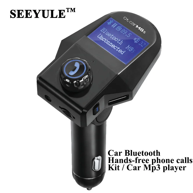 

1pc SEEYULE Car Bluetooth Hands-free Phone Calls FM Transmitter Modulator Wireless Car Mp3 Music Player with USB Charger