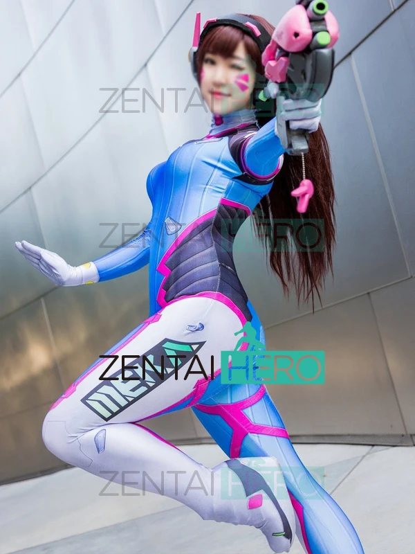 Классический костюм для косплея D. VA с 3D принтом игровой Zentai Костюм голубого цвета