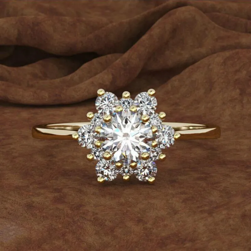 

Flower Ring Engagement Wedding Jewelry Rose gold, white gold, gold ring for women