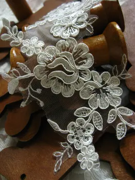 

ivory Bridal , Alencon Lace , bridal headpiece, ivory wedding applique, Bridal hair flowers CGDH003 10pieces