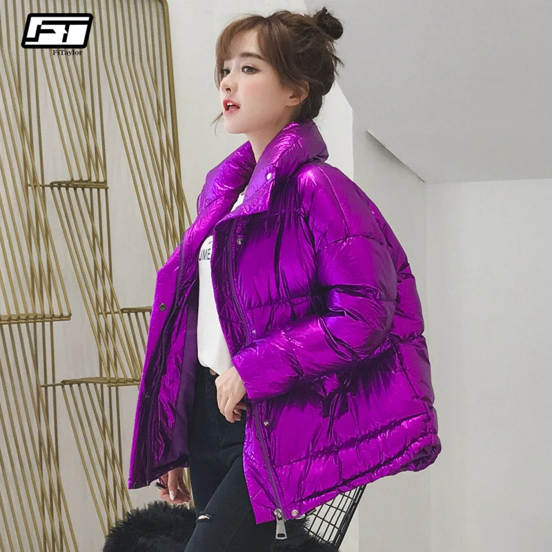 Fitaylor Women Winter Jackets Short Silver Metal Warm Duck Down Coat 2018 Ultra Light Ladies dallas cowboys merchandise