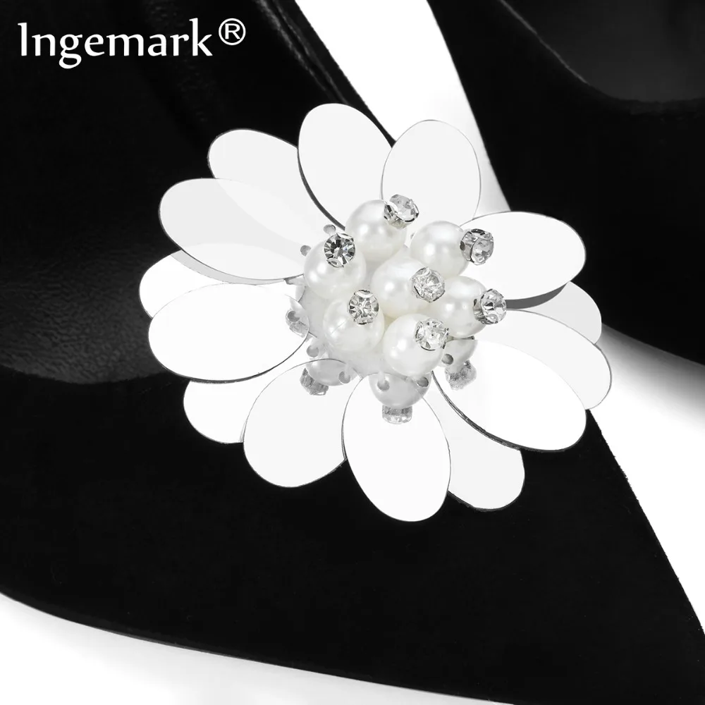 

Ingemark Elegant Faux Pearls Shoe Clips Decorative Beautiful White Sequin High Heels Bridal Prom Anklet Fashion Shoe Accessories