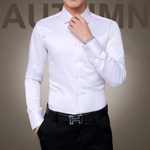 Plus Size 5XL 2018 New Men’s Luxury Shirts Wedding Party Dress Long Sleeve Shirt Silk Tuxedo Shirt Men Mercerized Cotton Shirt