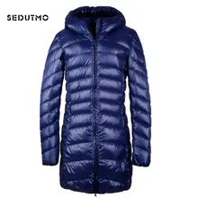SEDUTMO Весенние длинные ультра легкие женские куртки плюс размер 3XL утиный пуховик Куртка-пуховик тонкое пальто с капюшоном ED125
