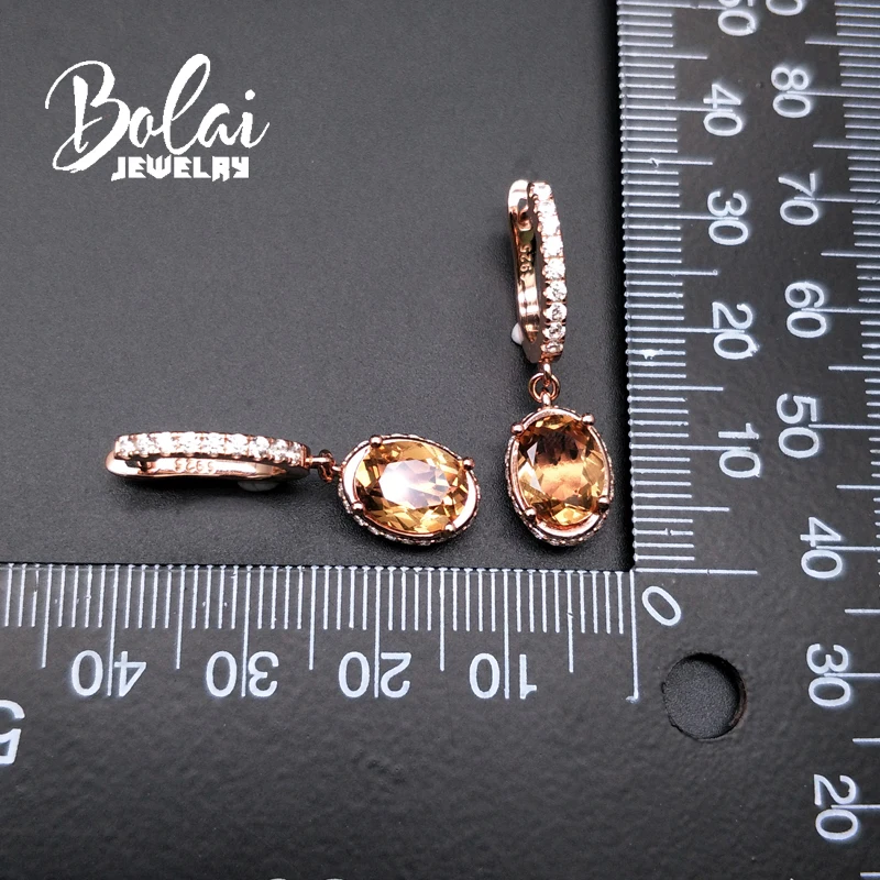 Bolaijewelry, color change Zultanite earrings rose gold 925 sterling silver for women created gemstone fine jewelry gift