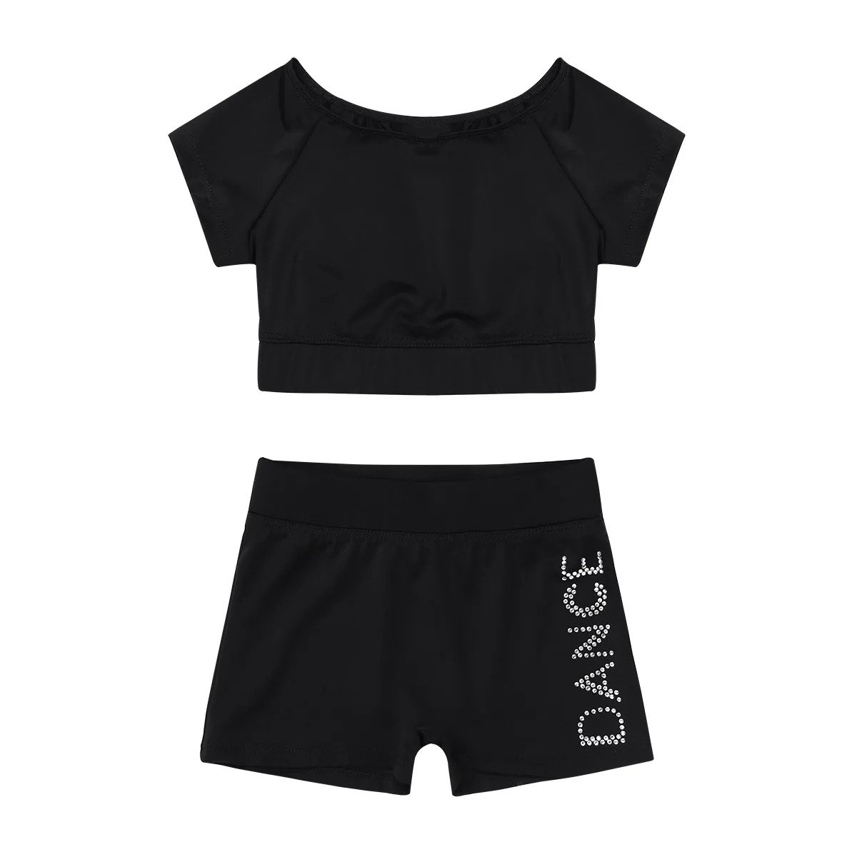 

2Pcs Kids Jazz Dance Outfit Costume Girls Short Sleeves Tank Top and Bottoms Children Sportswear Ballet Tankini Fashion Clothes
