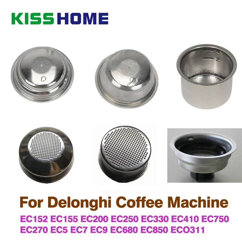 Billig Kaffee 51mm Single Doppel Schichten Filter Korb Für Delonghi Kaffee Maschine Universal Pulver Schüssel Halbautomatische Kaffee Zubehör