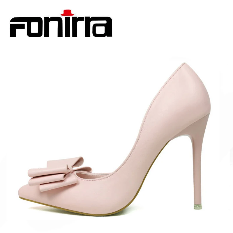 

2018 Fashion Women Pumps Pointed Toe Hollow Butterfly Knot Seven Color Lady Pumps High Heel Female Wedding Shoes FONIRRA 867