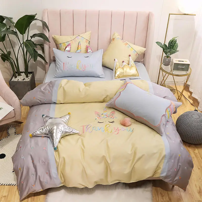 Unicorn Bedding 4 7 Pieces Girl Yellow Ultra Soft Egyptian Cotton