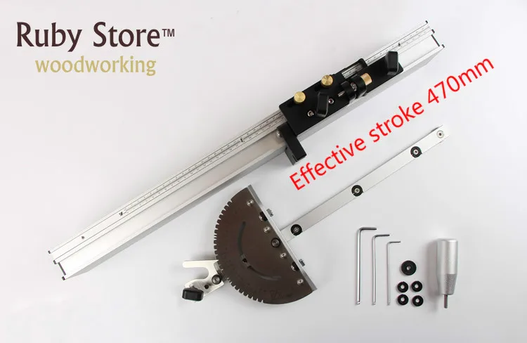 Miter Gauge + Aluminium Fence 600mm + Micro-Adjustable Stop, Brass/Aluminum Handle for you to choose Miter Gauge + Aluminium Fence 600mm + Micro-Adjustable Stop, Brass/Aluminum Handle for you to choose