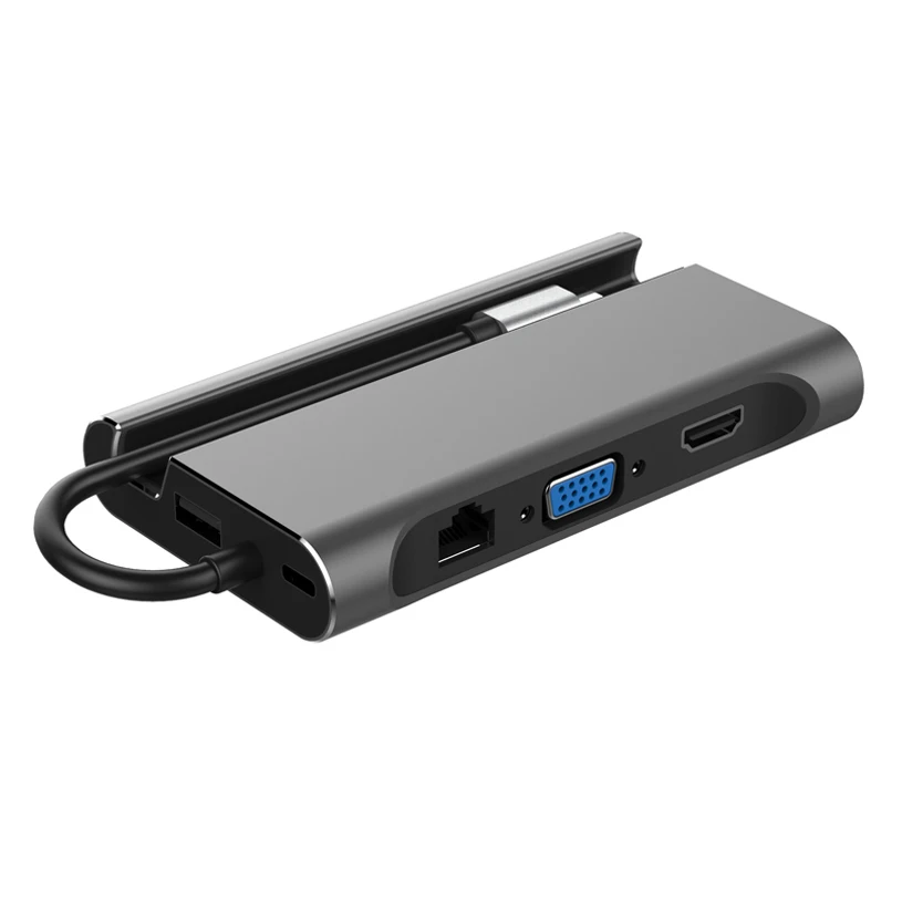 Usb type C к HDMI VGA RJ45 PD USB 3,0 type-c док-станция USB-C концентратор адаптер для Mac Air Pro huawei Mate10 samsung S8 - Цвет: grey