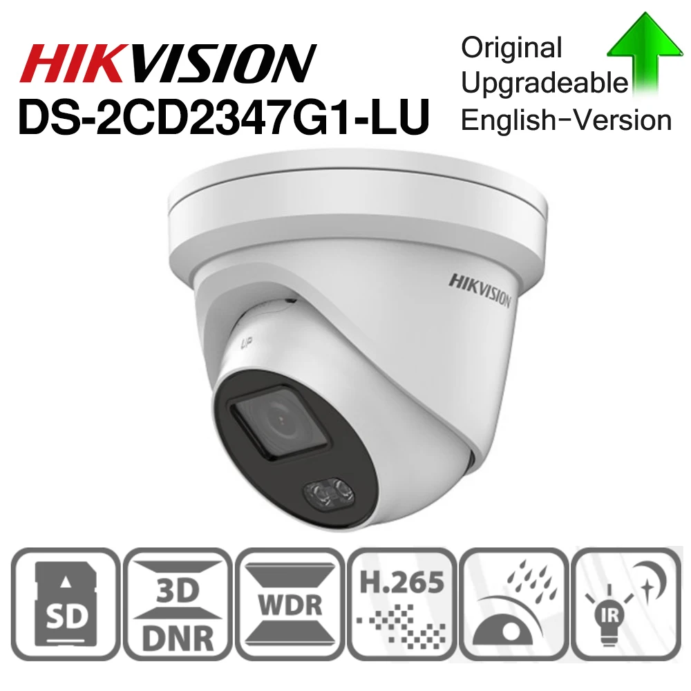 Hikvision ColorVu оригинальная ip-камера DS-2CD2347G1-LU 4MP сетевая пуля POE ip-камера H.265 CCTV камера слот для sd-карты