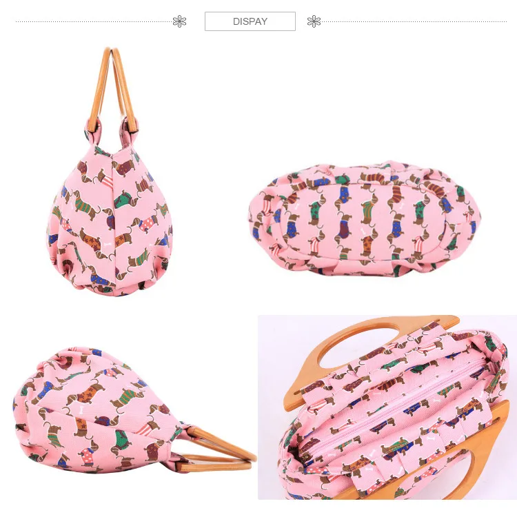 Dachshund Tote Cartoon Sausage Dog Pet Handbag Girl Casual Canvas Shoulder Bag for Women  Shopping Bag (22)