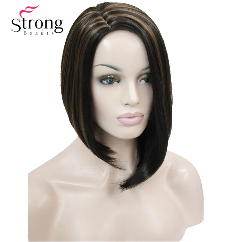 

Short Side Part No Bang Brown Highlighted Bob Full Synthetic Costume/Party Wig COLOUR CHOICES