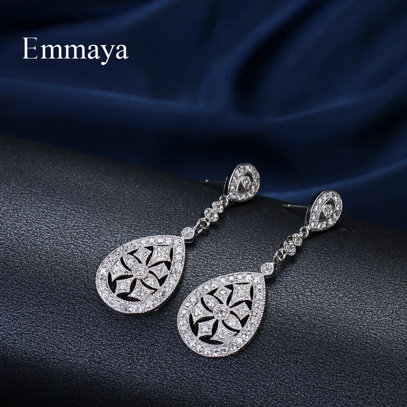 

Emmaya Brand Romantic White Gold Color AAA Cubic Zircon Elegance Round Jewelry Earrings For Woman Popular Wedding Party Gift