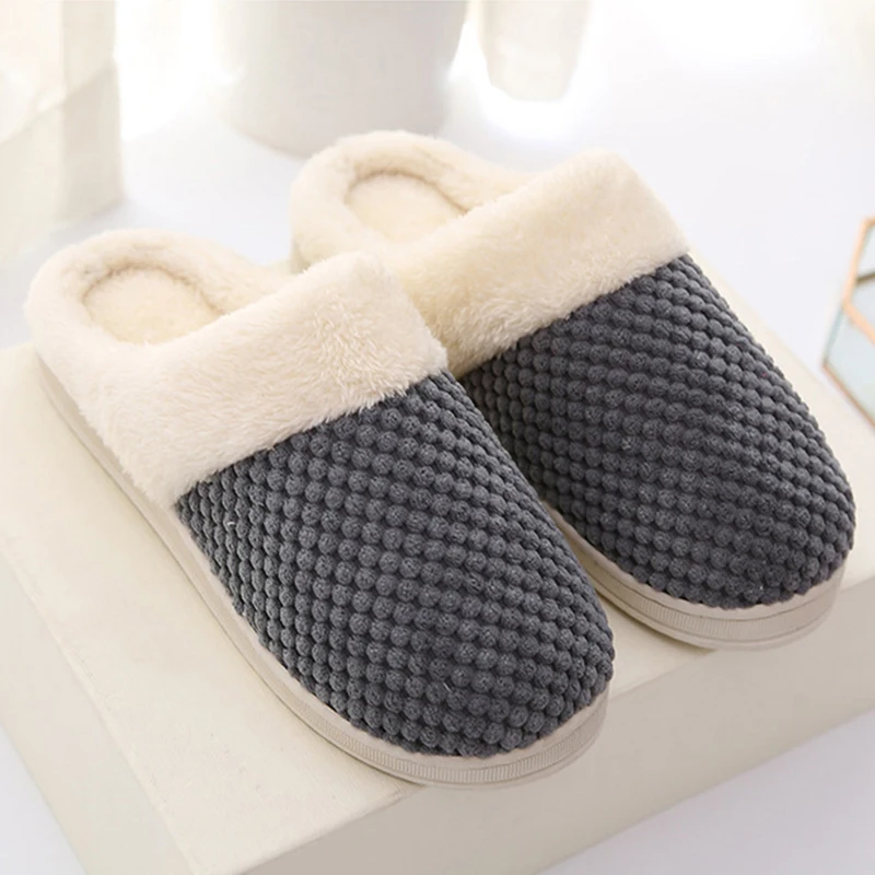 

winter men and women couple wooden floor slip home cotton shoes cotton slippers