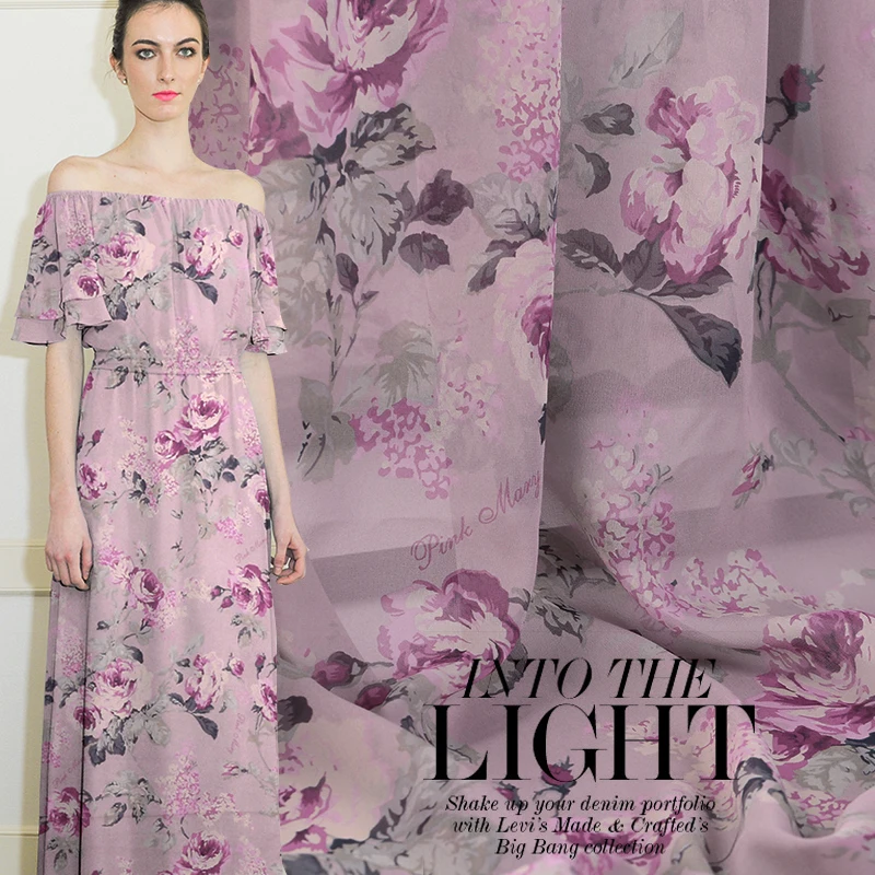 

10 mm digital painted georgette silk fabric semitransparent dress Chinese clothing silk cloth silk georgette fabric