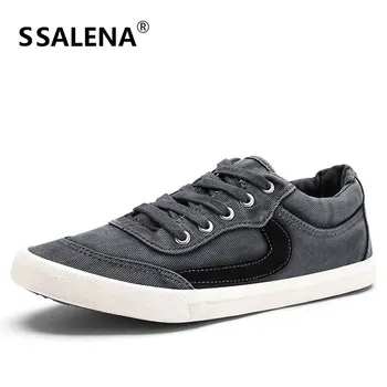 

Men Canvas Vulcanized Shoes Male Lace Up Flats Shoes For Cool Boys Men Low Top Breathable Basic Classic Footwear AA51690