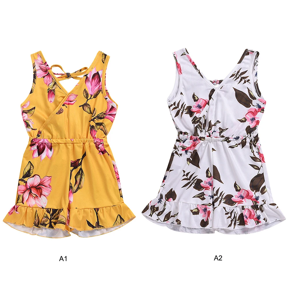 

Summer Girls Sleeveless Floral Cloth Set Children Bright Fresh Flower Printing Clothes