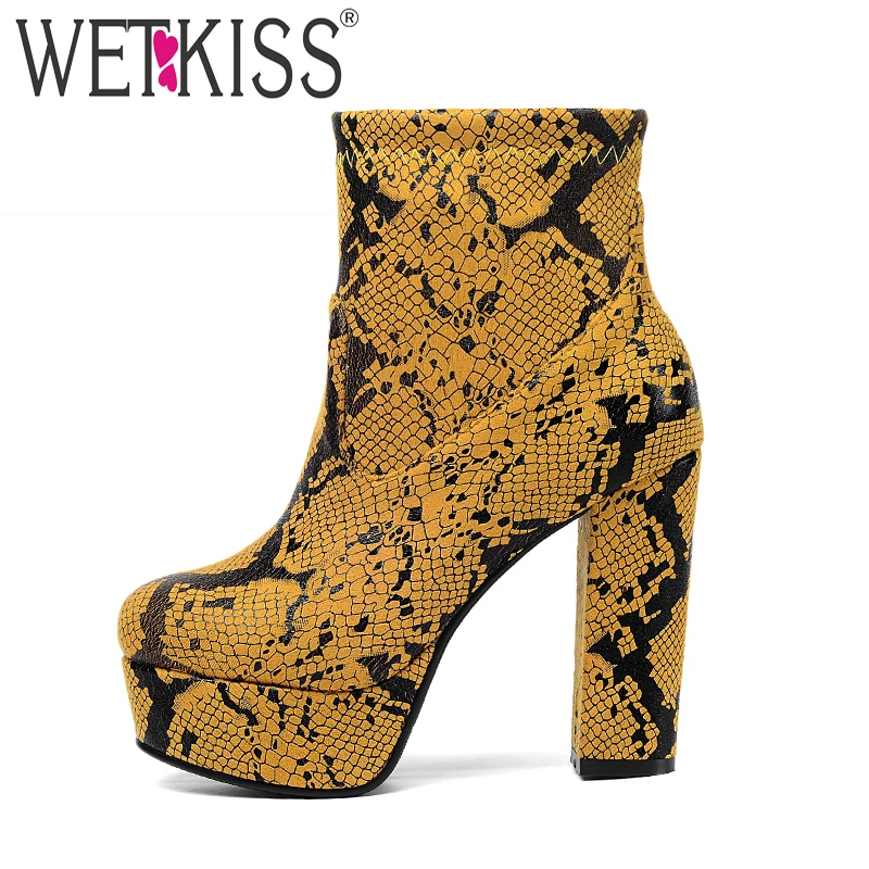 snakeskin platform booties