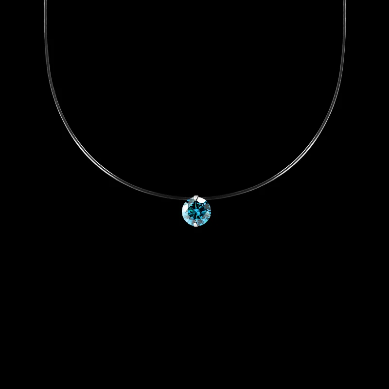 QCOOLJLY женское прозрачное рыболовное Ожерелье Серебряная невидимая цепочка ожерелье женские Стразы колье-чокер Femme