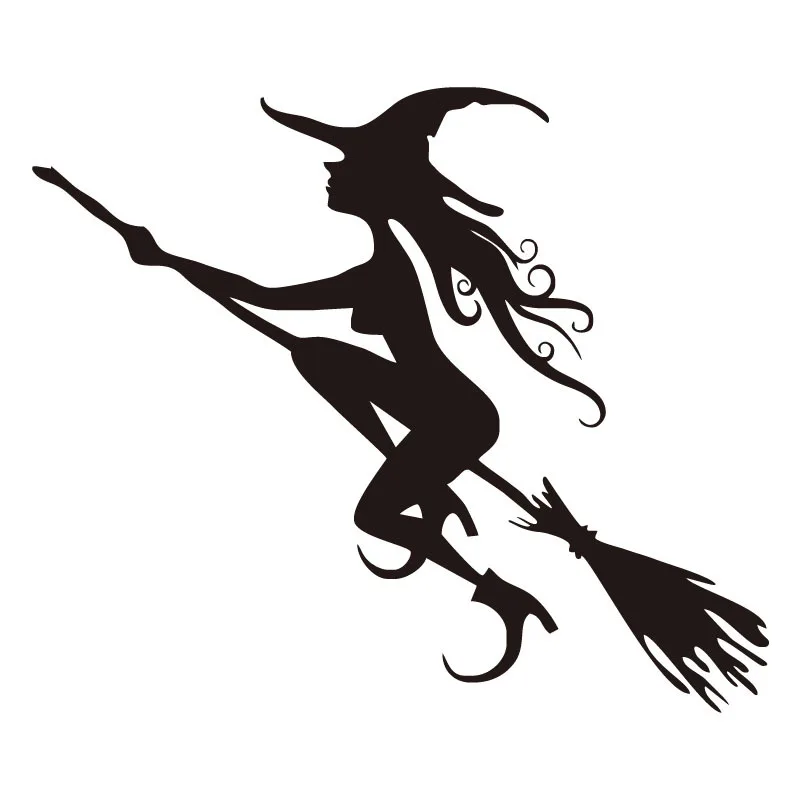 Halloween Scary Witch Car Stickers flying broomstick Funny Wall Paper DIY Decals Car Accessories