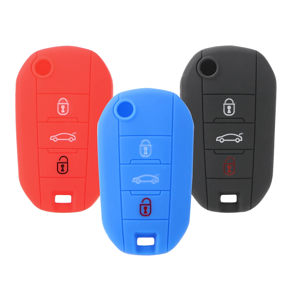 

Car Silicone Rubber Key Silicone Car Styling Car Key Cover Key Bag Flip Key Shell 3 Button For Peugeot 301 208 308 408 2008