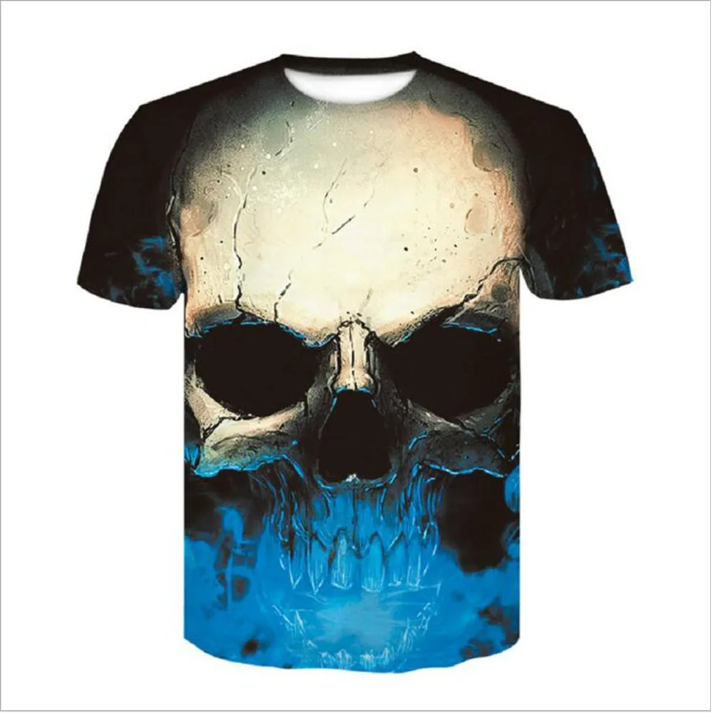 

Skull Tshirt Men Card T-shirt Punk Rock Clothes White Ink 3d Print T Shirt Funny Anime Mens Clothing New Casual Summer Tops