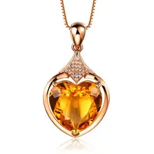 Новинка года GVBORI 18 К розовое золото натуральный желтый кристалл кулон женский кулон ювелирные изделия роскошные классические